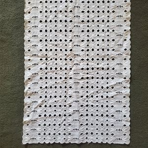 Vintage Eyelet Lace Embroidered Table Runner
